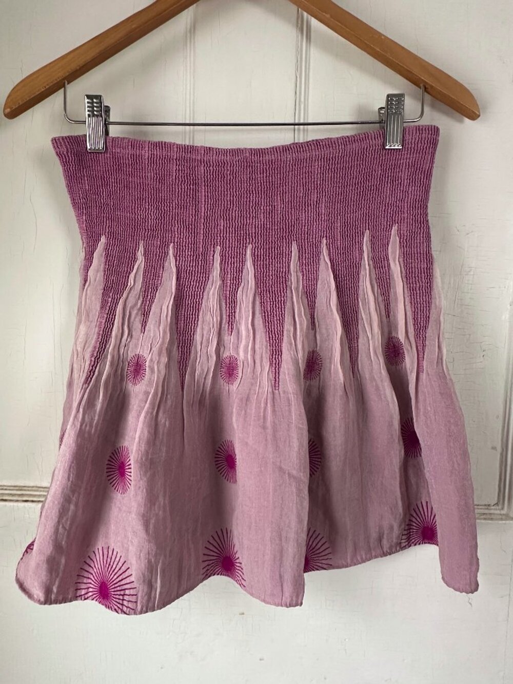 super cute stretchy gauzy pink embroidered skirt